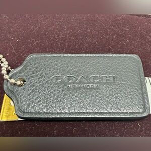 COACH NEW YORK Leather Bag Charm Keychain Key Fob Hangtag